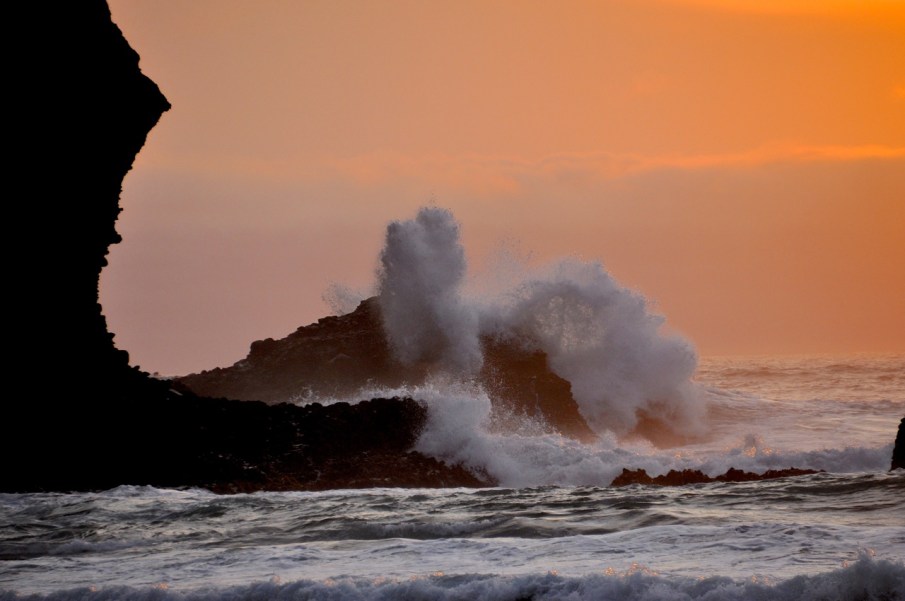 Sunset and spray, early