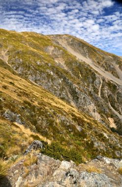 The view up from our rocky outcrop