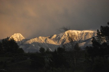 Snow on the mountains; view from our Ruby Bay house