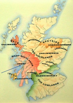 Regions of distinctive Scotch single malt whiskeys