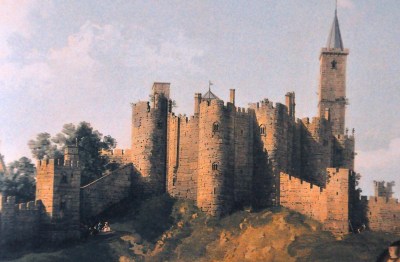 Detail of Italian painter Canaletto's picture, "View of Alnwick Castle", 1752