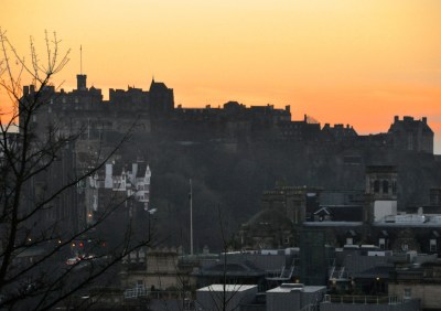 Edinburgh castle looms over the city