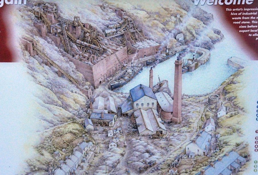 Illustration of the old Porthgain slate/brick/rock mill